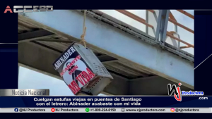 Cuelgan estufas viejas en puentes de Santiago con el letrero: Abinader acabaste con mi vida